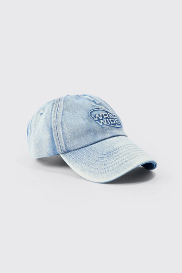 WORLDWIDE EMBOSSED WASHED CAP IN BLUE